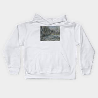 Snow-covered Landscape by Auguste Renoir Kids Hoodie